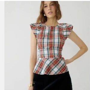 J. Crew Snowy Tartan Plaid Top